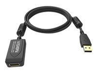 Vision Professional - USB-forlengelseskabel - USB (hann) til USB (hunn) - USB 2.0 - 5 m - aktiv inline-forsterker - svart TC 5MUSBEXT+/BL