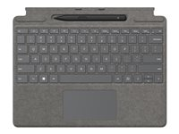Microsoft Surface Pro Signature Keyboard - Tastatur - med styreplate, akselerometer, lagrings- og ladebakke for Surface Slim Pen 2 - Nordisk - platina - kommersiell - med Slim Pen 2 - for Surface Pro 8, Pro X 8X8-00069