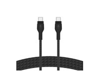 Belkin BOOST CHARGE PRO Flex - USB-kabel - 24 pin USB-C (hann) til 24 pin USB-C (hann) - USB 2.0 - 3 A - 1 m - USB Power Delivery (60W) - svart-hvit (en pakke 2) CAB011BT1MBW2PK