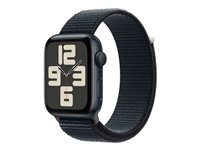 Apple Watch SE (GPS) - 2. generasjon - 44 mm - midnattsaluminium - smartklokke med sportssløyfe - vevet nylon - midnatt - håndleddstørrelse: 145-220 mm - 32 GB - Wi-Fi, Bluetooth - 32.9 g MREA3DH/A