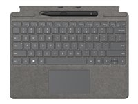 Microsoft Surface Pro Signature Keyboard - Tastatur - med styreplate, akselerometer, lagrings- og ladebakke for Surface Slim Pen 2 - QWERTY - Internasjonal engelsk / kanadisk fransk - platina - kommersiell - med Slim Pen 2 - for Surface Pro 8 8X8-00067